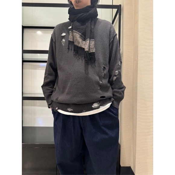 Yohji Yamamoto - SS24 Cotton-Silk Hand-Stitch Scarf - Picture 10 of 16